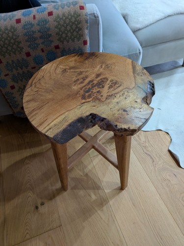 Solid oak round side table - solid,