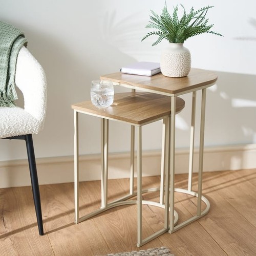 Oak effect nesting tables set - oak,