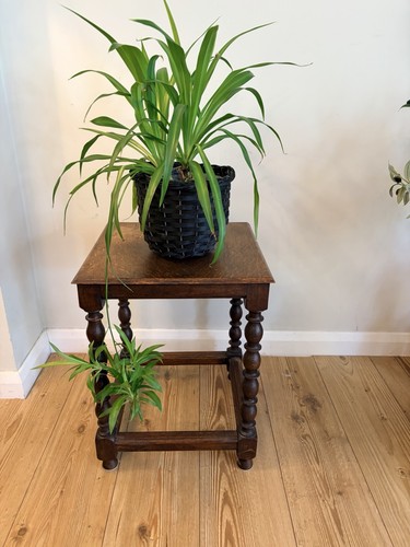 Vintage oak side table turned - vintage,