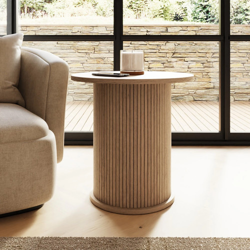 Omari side table oak - side,