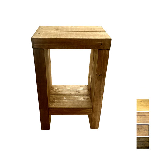 Rustic side table handmade - side,