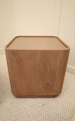 Warm wood square side table - wood,