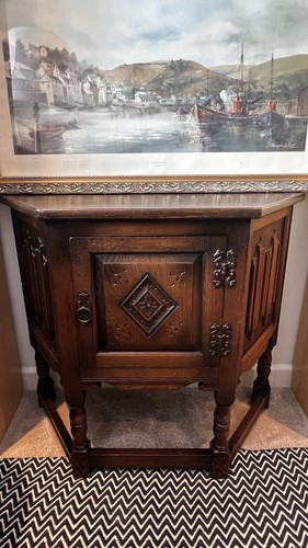 Antique oak side table - side,