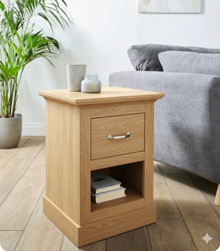 Ashford side table oak - side, effect