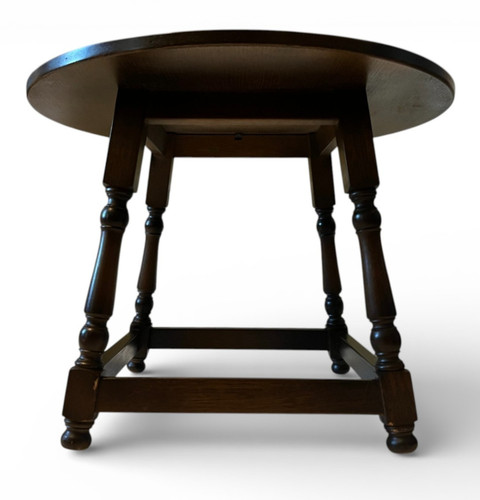 Round wooden side table dark - wooden,